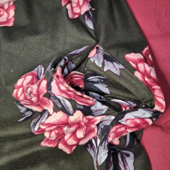 Nine Britton Floral Halter Mini Dress Trapeze Knit Keyhole Back LP Pockets - Picture 9 of 10